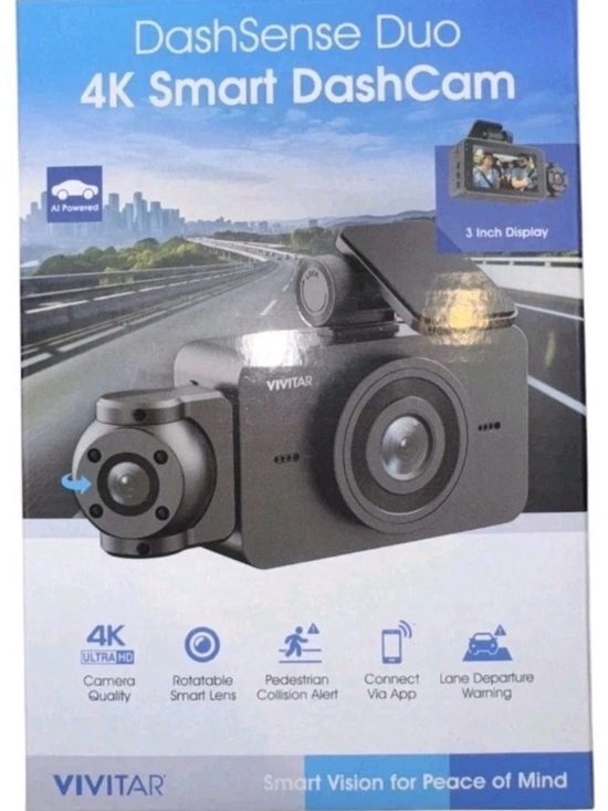 Vivitar Other - Vivitar DashSense Duo 4K Smart DashCam - Black